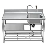 KCCRHIN Outdoor Gartenspüle Freistehend Multifunktionales Waschbecken, Edelstahl Küchenspüle 1...
