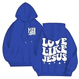 Hoodie Oversize Herren Casual Teenager Jungen Sweatshirt Bluse Buchstaben Jesus Aufdruck...