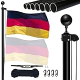 NQ 20FT Fahnenmast 6m stabil, Aluminium Fahnenmast höhenverstellbar, Fahnenstange Set für...