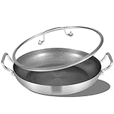 Inqibee 33 cm Hybrid-Pfanne aus dreilagigem Edelstahl, antihaftbeschichtet, Paella-Pfanne mit...