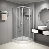 Duschkabine MARWELL Chrystal Round 90 x 90 x 200 cm dusche komplett inklusive Duschtasse Runddusche...