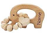 Baby HOLZ Rassel mit Lasergravur - personalisiert mit Namen | Mädchen & Jungen Lernspielzeug als...