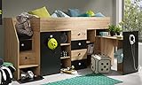 KRYSPOL Etagenbett für Kinder SMART 3 Stockbett mit Treppe, Schreibtisch, Bettkasten (Artisan Eiche...