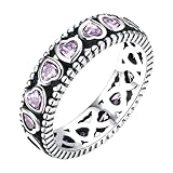 Aotiwe Schmuck Damen Ringe, Ringe Set Silber 925 Einreihig Hohl Herzförmig Pink Schwarz mit...