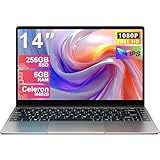 NOTODD 2025 Laptop 14 Zoll Win 11 Pro 6GB RAM 256GB SSD Unterstützung 1TB (TF 1TB) Notebook Celeron...
