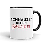 True Statements Lustige Tasse Schnauze ich bin sensibel - Kaffeetasse mit Spruch als Geschenk -...