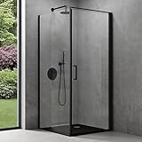 doporro Eck-Duschkabine Ravenna36-Plus schwarz 90x90x195cm Eckdusche ESG-Sicherheitsglas Klarglas...