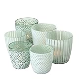 Boltze Windlicht Patty Mint Grün 3 sortierte Varianten à 2 Stück entspricht 1 Set 7-9 cm Kerze...