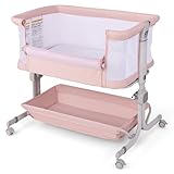 FANTASK 3 in 1 Beistellbett mit Matratze, Mobiles Baby Bett 6 Fach höhenverstellbar, tragbarer...
