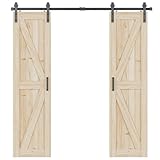 305cm Schiebetür Komplettset Schiebetürbeschlag Doppeltür Schiebetürsystem Doppelte Scheunentür...