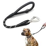 LunarCharm Kurze Hundeleine mit O-Ring Reflektierend für Große und Mittlere Hunde 45 cm Schwarz...