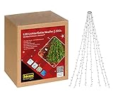 Idena 31040 - LED Lichterkette mit 200 LEDs in Warmweiß, NewTec Weihnachtsbaum-Überwurf mit 8...
