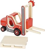 small foot Gabelstapler mit Palette aus Holz, mit beweglicher Gabel und Seilwinde, Spielfahrzeug...