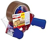tesa tesapack Strong und Handabroller im Set mit 1 Rolle geräuscharmem Paketklebeband - Braun - 66...