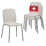 Albatros Esszimmerstühle 4er Set ENNA, beige - stapelbar, bequemer Polsterstuhl - Eleganter...