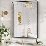 Dimelax Badezimmerspiegel, 71,1 x 91,4 cm, abgerundeter rechteckiger Metallrahmen,...