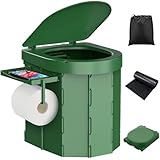 WADEO Tragbare Campingtoilette mit Deckel für Erwachsene, Belastbarkeit bis zu 200kg, Mobiltoilette...