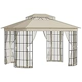 Outsunny Pavillon Gartenpavillon 3,65 x 3 m Gartenzelt Festzelt Partyzelt mit 4 x Moskitonetz...