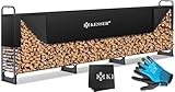 KESSER® Kaminholzregal Metall 390x36x117cm Brennholzregal außen Stahlrahmen + Abdeckung &...