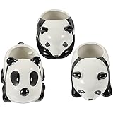 BESTonZON 3 Stücke Keramik Blumentopf Panda Figur Sukkulenten Topf Schale Porzellan Pflanztopf...