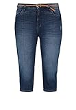 Sublevel Damen Capri-Jeans 3/4-Shorts mit Flechtgürtel Dark-Blue L