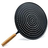 NetroxHome® Spritzschutz aus Silikon mit Holzgriff | hitzebeständig und für Pfannen bis 30cm |...