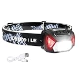 Lepro Stirnlampe LED Wiederaufladbar, 2000 Lux Superhell Kopflampe Stirnlampe mit Rotlicht und 6...