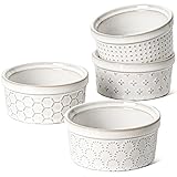 LE TAUCI Creme Brulee Schälchen Set 113 ml x 4, Souffle Förmchen, Ofenfest, Auflaufförmchen für...