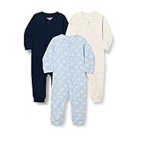 Amazon Essentials Unisex Baby Fußloser Schlafanzug mit Reißverschluss aus Baumwolle, 3er-Pack,...