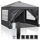 LEADZM Pavillon 3x3 m Pop-up Faltpavillon Mit Belüftungslöchern,Wasserdichter,Höhenverstellbar,UV...