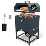 BALHEKA Pizzaofen Outdoor – 4-in-1 Grill & Pizzaofen Kombigerät 38x33x46 – knusprige...