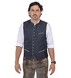 Schöneberger Trachten Herren Trachtenweste Lennard | Lederhosen Lodenweste Vintage Blau |...