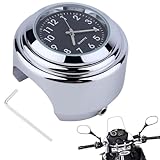 Uhr für Motorradlenker, Universal Motorrad Lenker Uhr, Motorrad Fahrrad Chrom Wasserdicht...