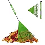 ORIENTOOLS Gartenrechen für Blätter, verstellbar, leicht, Stahlgriff, Polystrauch-Laubbesen...
