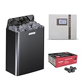 Harvia The Wall Saunaofen mit Steuerung EOS ECON und Saunasteinen 400V (Dark Chrome, 6kW)