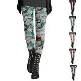 Stoffhose Damen Winter Yogahose Thermo Strumpfhose Damen Weihnachts Druck Sportleggins Lang...