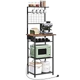MAHANCRIS Küchenregal mit Steckdosen, Standregal, Bäckerregal, 35 x 48 x 135 cm, 4 S-Haken,...