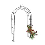 Relaxdays Rosenbogen mit Spitze HBT 242 x 138 x 35,5 cm Torbogen aus massivem Metall als Rankhilfe...