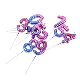 ROMISBABA 10 Stück Teiliges Geburtstagskerzen Zahlen mit buntem Farbverlauf Stabile Basis Sichere...