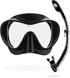 Cressi F1 + Dry Combo - Rahmenlose Maske + Schnorchel Dry Combo Set zum Tauchen und Schnorcheln,...