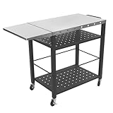 Faltbarer Grill-Servierwagen mit beweglichem Griff und 3 Ablagen, ideal für Mahlzeiten im Freien im...