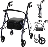 MedMotion Rollator Faltbar und Leicht mit Sitz Leichtgewicht-Reiserollator Gehhilfe...