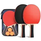 flintronic Professionel Tischtennis Set, 2 Tischtennisschläger mit 3 Tischtennis Bälle und 1...