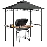 Outsunny Grillpavillon mit LED 240 x 150 x 258 cm wasserabweisend flammhemmend Gartenpavillon mit...