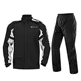 Herren Regenanzug, wasserdichte Motorradjacke, Arbeitskleidung, Fahrradjacke und Hose mit Kapuze,...