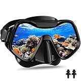 Taucherbrille Erwachsene, Arlierss Schnorchelmaske, 180°Panorama Gehärtetes Glas Schwimmbrille mit...