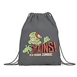 BLAK TEE Sarcastic Halloween Vegan Zombie Organic Cotton Drawstring Gym Bag Grey
