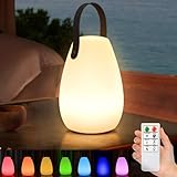 light to hope LED Akku Outdoor Lampe mit Fernbedienung Dimmbare Tischlampe Kabellos 8 Farben &...