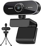 Webcam mit Mikrofon und Stativ, 1080P Webcam für PC Laptop Desktop, USB Computer Kamera für...