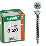 SPAX Universalschraube, 3,0 x 20 mm, 180 Stück, Vollgewinde, Senkkopf, T-STAR plus T20, 4CUT, WIROX...